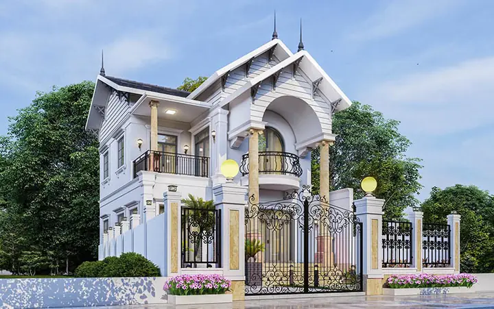 Nhà 1 Trệt 1 Lầu Mái Thái Đẹp Kiến Trúc Cổ Điển