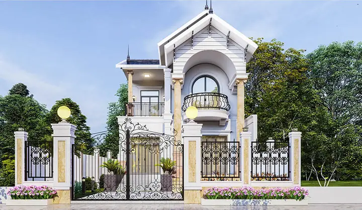 Nhà 1 Trệt 1 Lầu Mái Thái Đẹp Kiến Trúc Cổ Điển