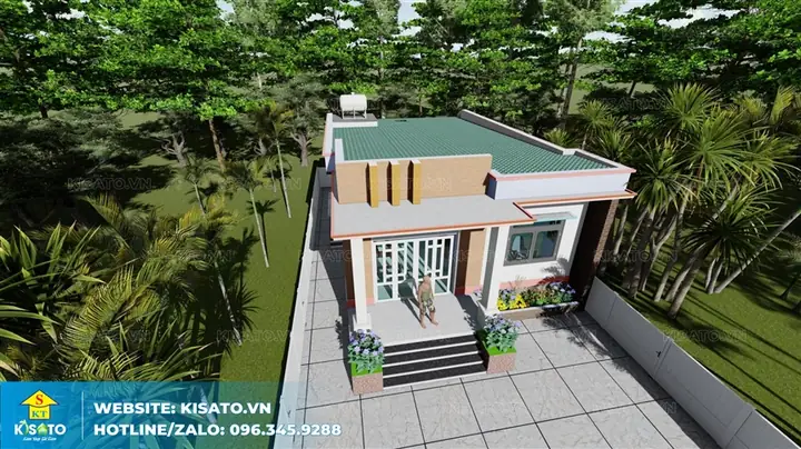 Phối Cảnh 3d Mẫu Nhà Cấp 4 Mái Bằng Nông Thôn