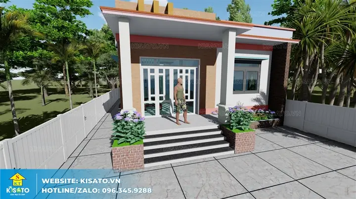 Phối Cảnh 3d Mẫu Nhà Cấp 4 Mái Bằng Nông Thôn