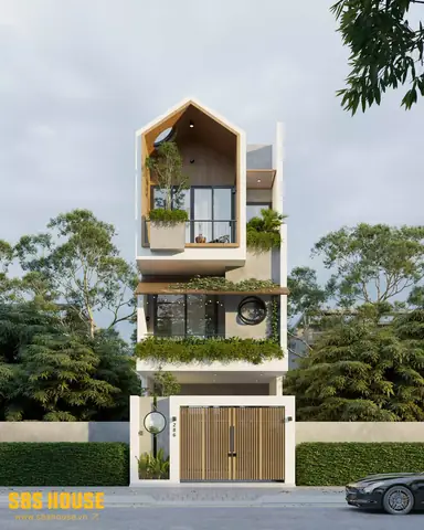 Vòm Gỗ Mộc Mạc Mặt Tiền Nhà Phố 6m 3 Tầng Vòm Gỗ Mộc Mạc Mặt Tiền Nhà Phố 6m 3 Tầng