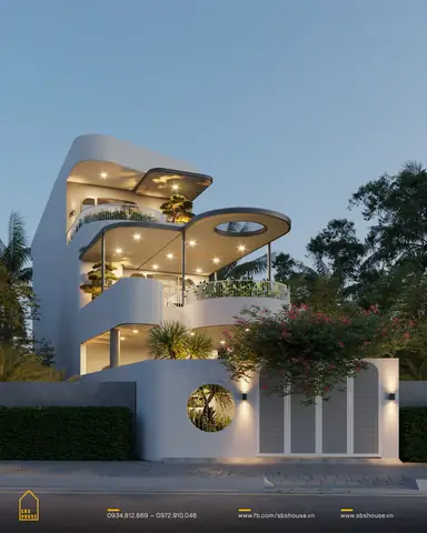 Mẫu Mặt Tiền Nhà Phố 6m 3 Tầng Nổi Bật Với Đường Cong Mẫu Mặt Tiền Nhà Phố 6m 3 Tầng Nổi Bật Với Đường Cong