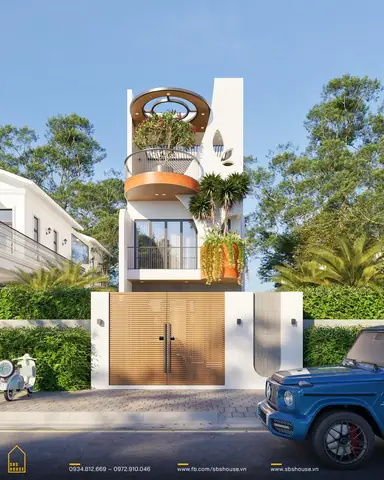 Mẫu Mặt Tiền Nhà Phố 6m 3 Tầng Nổi Bật Với Đường Cong Mẫu Mặt Tiền Nhà Phố 6m 3 Tầng Nổi Bật Với Đường Cong