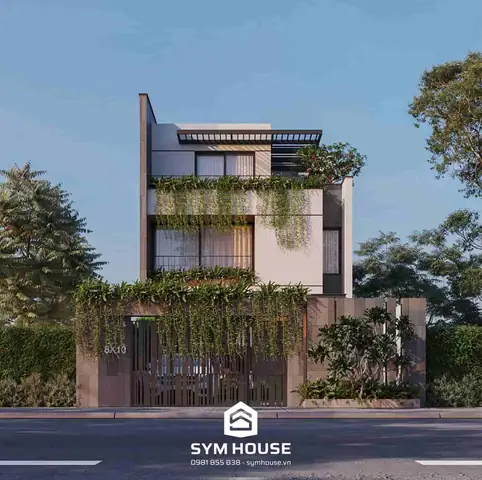 Thiết Kế Mặt Tiền Nhà Phố Hướng Tây Có Sân Vườn