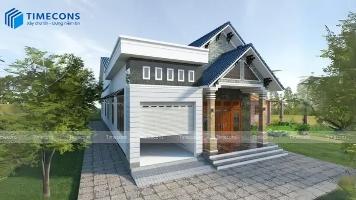 Mẫu Nhà Ống 1 Tầng 2 Phòng Ngủ Mái Thái