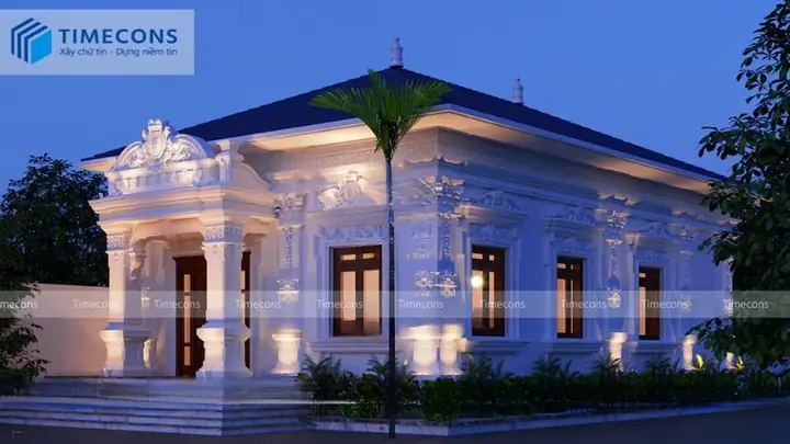 16. Mẫu Nhà Ống 1 Tầng 2 Phòng Ngủ Tân Cổ Điển