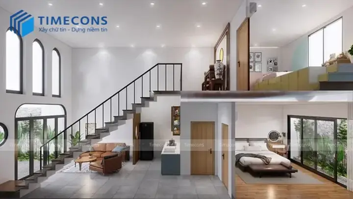 Mẫu Nhà Ống 2 Tầng Có Gác Lửng 5x20m 2 Phòng Ngủ Mẫu Nhà Ống 2 Tầng Có Gác Lửng 5x20m 2 Phòng Ngủ