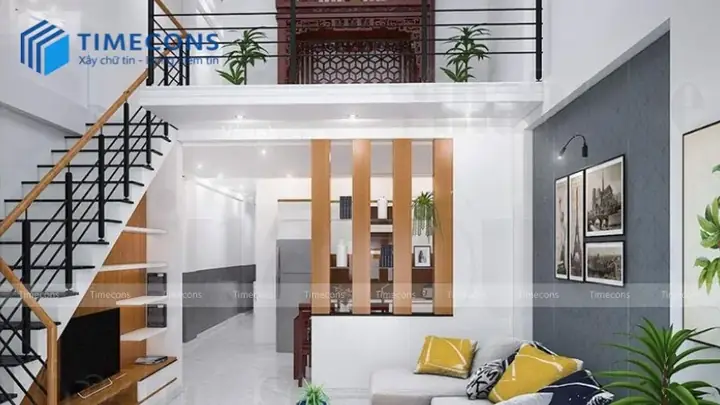 Mẫu Nhà Ống 2 Tầng Có Gác Lửng 5x20m Hiện Đại Mẫu Nhà Ống 2 Tầng Có Gác Lửng 5x20m Hiện Đại