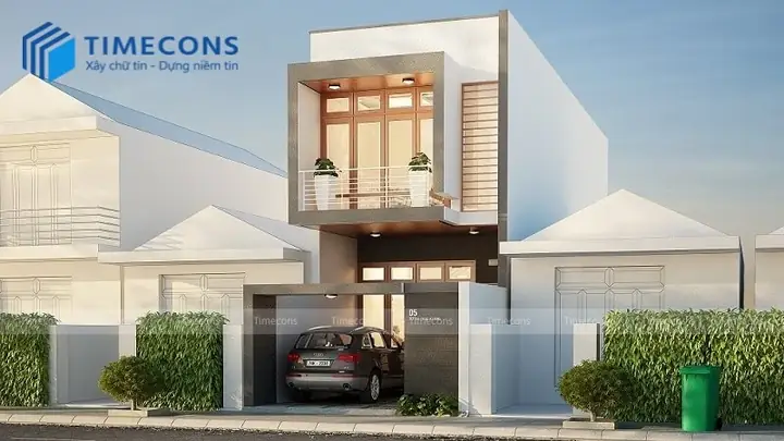 Mẫu Nhà Ống 2 Tầng Có Gác Lửng 5x20m Mái Bằng Mẫu Nhà Ống 2 Tầng Có Gác Lửng 5x20m Mái Bằng