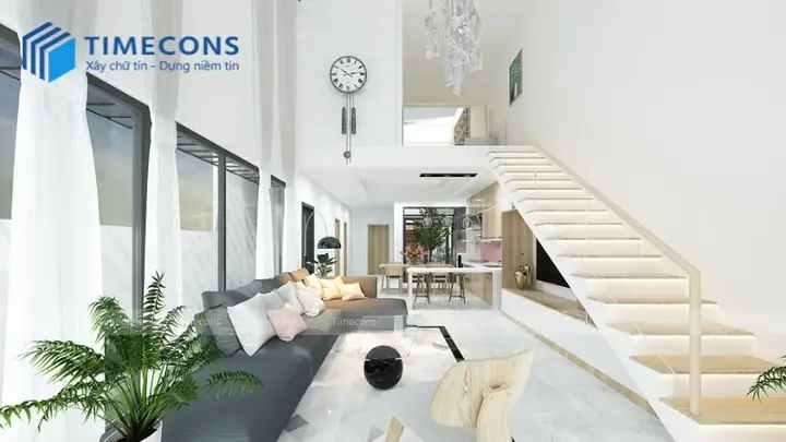 Mẫu Nhà Ống 2 Tầng Có Gác Lửng 5x20m Không Gian Mở Mẫu Nhà Ống 2 Tầng Có Gác Lửng 5x20m Không Gian Mở