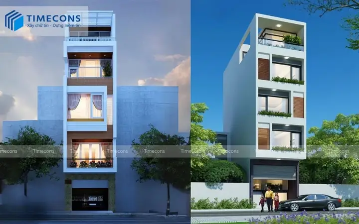 Mẫu Nhà Ống 5 Tầng Hiện Đại Có Gara