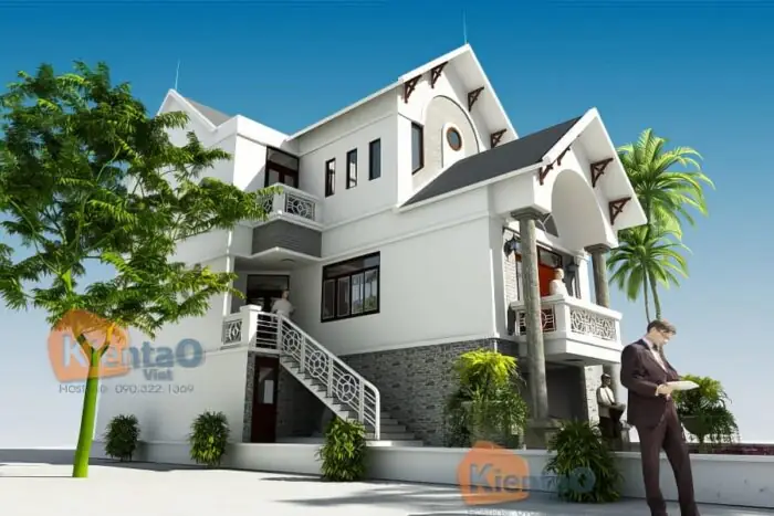 Mẫu Nhà 3 Tầng 7x15m Có Thang Ngoài Mẫu Nhà 3 Tầng 7x15m Có Thang Ngoài