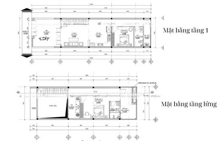 Tham Khảo Mặt Bằng Bản Vẽ Nhà Phố Có Tầng Lửng Kết Hợp Kinh Doanh 5x20m Tham Khảo Mặt Bằng Bản Vẽ Nhà Phố Có Tầng Lửng Kết Hợp Kinh Doanh 5x20m