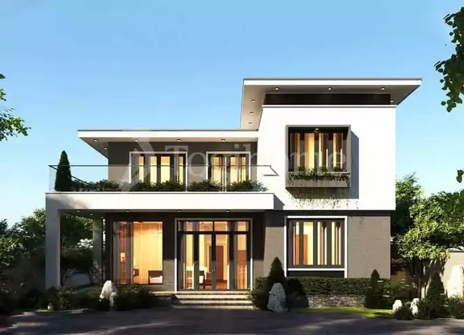 Mẫu Nhà Vườn 2 Tầng Mái Bằng