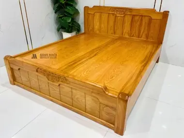 Giường Gỗ Gõ Đỏ Long Khung Có Hộc Kéo - Gn354