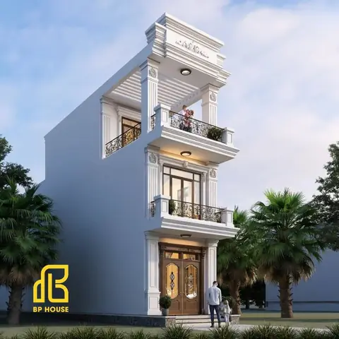 Nhà Tân Cổ Điển Mái Bằng