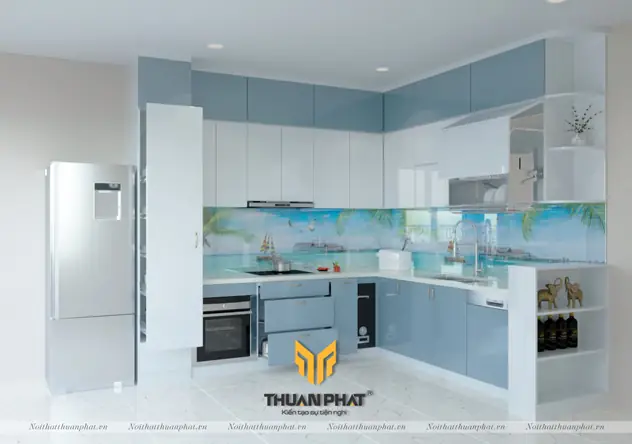 Tủ Bếp Màu Xanh Ngọc