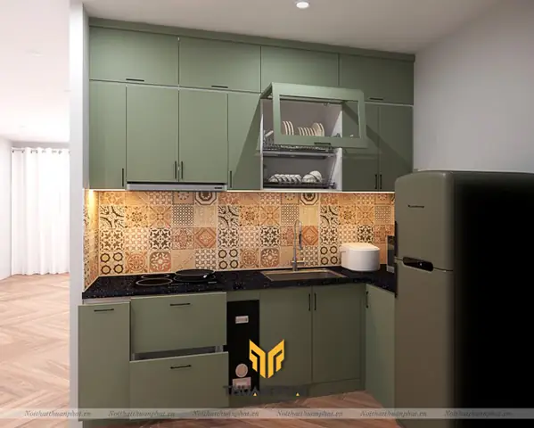 Tủ Bếp Màu Xanh Rêu Tủ Bếp Màu Xanh Rêu