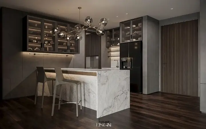 Mẫu Thiết Kế Nội Thất Phòng Bếp Chung Cư Theo Phong Cách Luxury Mẫu Thiết Kế Nội Thất Phòng Bếp Chung Cư Theo Phong Cách Luxury