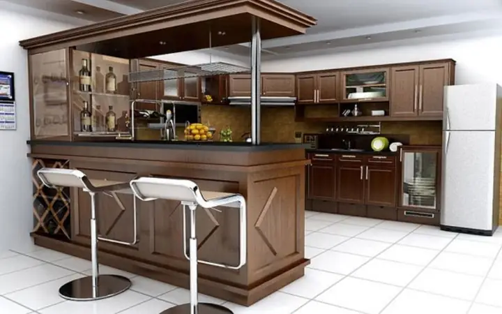 Mẫu Thiết Kế Bếp Chung Cư Với Quầy Bar Mini Ấn Tượng Mẫu Thiết Kế Bếp Chung Cư Với Quầy Bar Mini Ấn Tượng