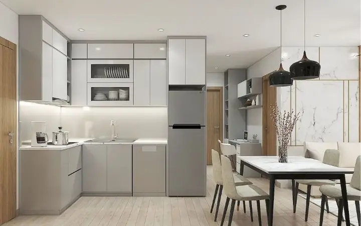 Thiết Kế Phòng Bếp Chung Cư Với Tủ Bếp 2 Tầng Thiết Kế Phòng Bếp Chung Cư Với Tủ Bếp 2 Tầng