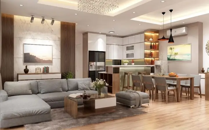 Mẫu Thiết Kế Phòng Khách Liền Bếp Chung Cư Tối Ưu Diện Tích Mẫu Thiết Kế Phòng Khách Liền Bếp Chung Cư Tối Ưu Diện Tích