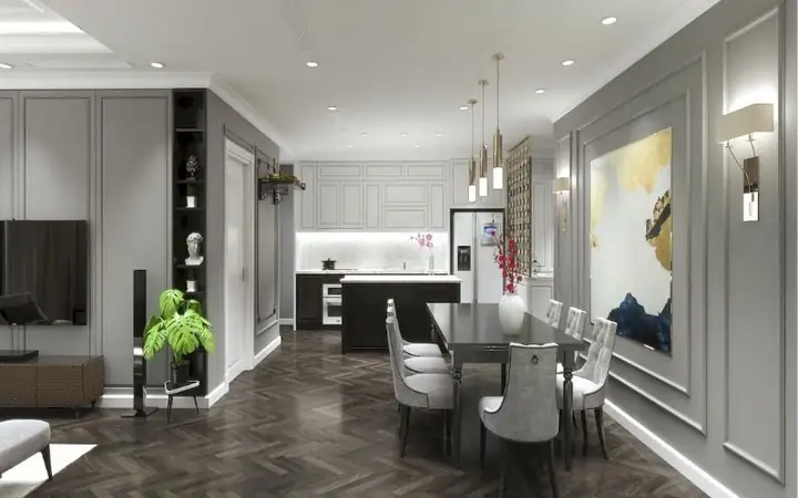 Mẫu Thiết Kế Bếp Chung Cư Theo Phong Cách Tân Cổ Điển Mẫu Thiết Kế Bếp Chung Cư Theo Phong Cách Tân Cổ Điển