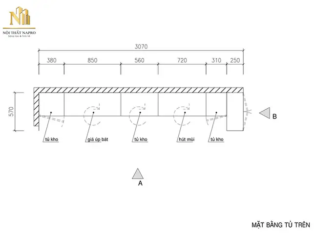 Mặt Bằng Chi Tiết Và Ảnh Hoàn Thiện Mẫu Tủ Bếp Gỗ Tần Bì Ntb17