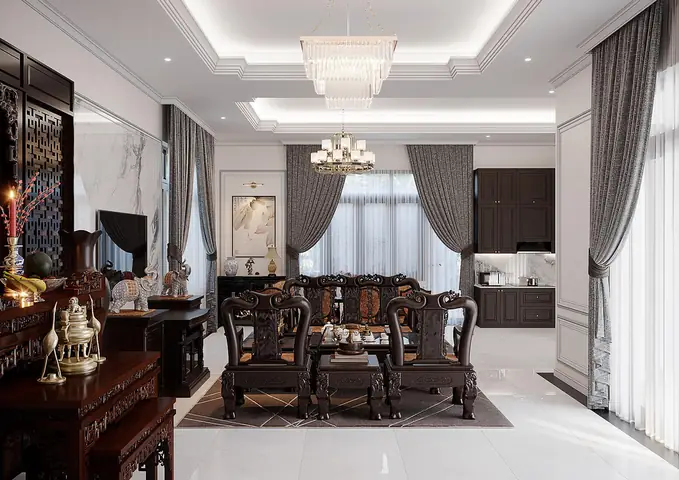 Thiết Kế Nội Thất Phòng Khách + Phòng Thờ