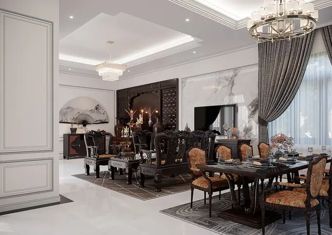 Thiết Kế Nội Thất Phòng Khách + Phòng Thờ