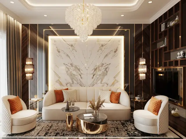 Thiết Kế Nội Thất Phòng Khách 20m2 Sang Trọng Tân Cổ Điển