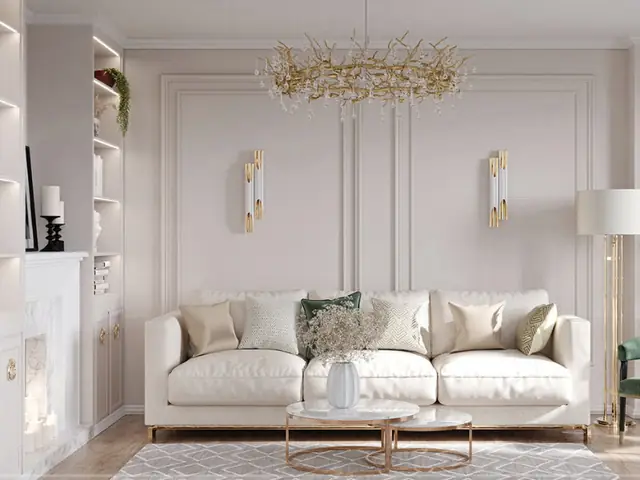 Thiết Kế Nội Thất Phòng Khách 20m2 Sang Trọng Tân Cổ Điển