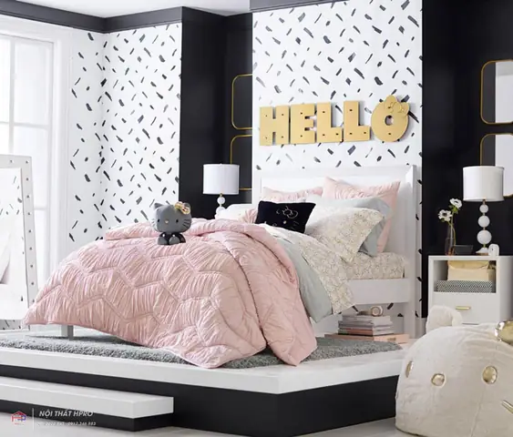 Gợi Ý Một Số Mẫu Thiết Kế Phòng Ngủ Hello Kitty Dễ Thương, Cute Cho Bé Gái