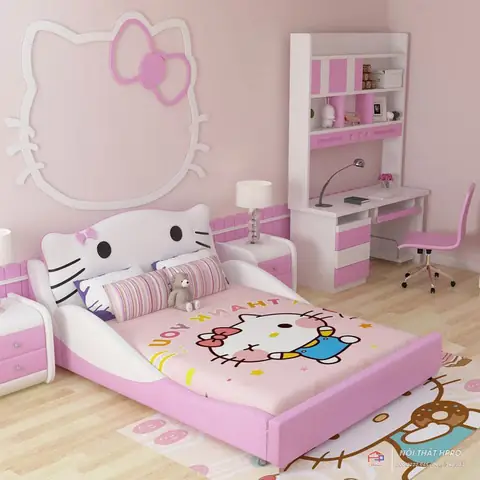 Gợi Ý Một Số Mẫu Thiết Kế Phòng Ngủ Hello Kitty Dễ Thương, Cute Cho Bé Gái