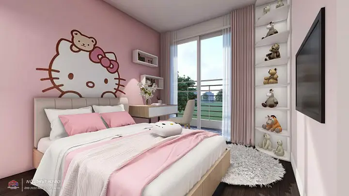 Gợi Ý Một Số Mẫu Thiết Kế Phòng Ngủ Hello Kitty Dễ Thương, Cute Cho Bé Gái