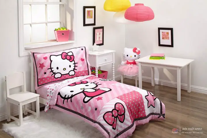 Gợi Ý Một Số Mẫu Thiết Kế Phòng Ngủ Hello Kitty Dễ Thương, Cute Cho Bé Gái