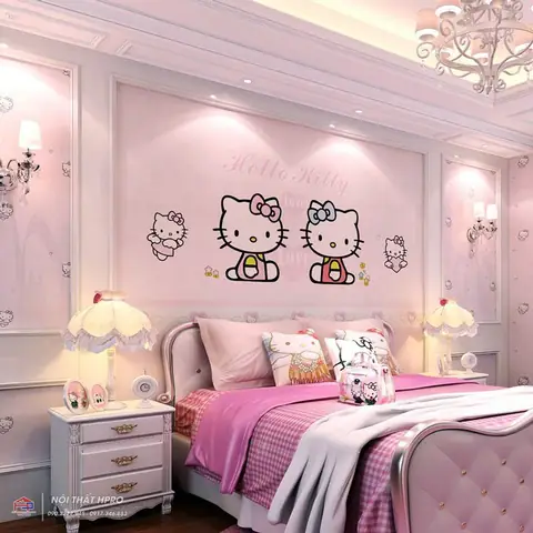 Gợi Ý Một Số Mẫu Thiết Kế Phòng Ngủ Hello Kitty Dễ Thương, Cute Cho Bé Gái