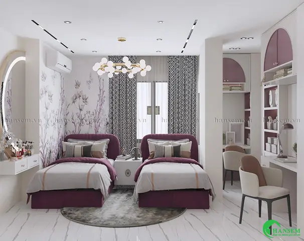 Mẫu 4: Thiết Kế Nội Thất Phòng Ngủ Cho Bé Gái Trong Nhà Ống