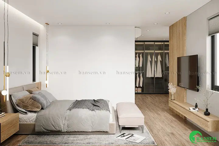 Mẫu 2: Thiết Kế Nội Thất Phòng Ngủ Nhà Ống 5,5m2 Đẹp