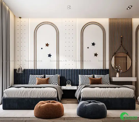 Mẫu 11: Thiết Kế Phòng Ngủ Nhà Ống Màu Xanh Dương