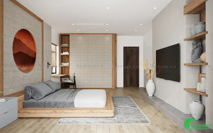 Mẫu 2: Thiết Kế Nội Thất Phòng Ngủ Nhà Ống 5,5m2 Đẹp