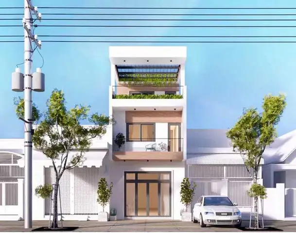 Phối Cảnh Mặt Tiền Nhà Phố 5m 2 Tầng 1 Tum Phối Cảnh Mặt Tiền Nhà Phố 5m 2 Tầng 1 Tum