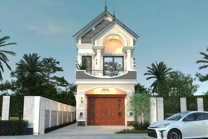 Phối Cảnh Mặt Tiền Nhà Phố 5m 2 Tầng Có Gara Phối Cảnh Mặt Tiền Nhà Phố 5m 2 Tầng Có Gara