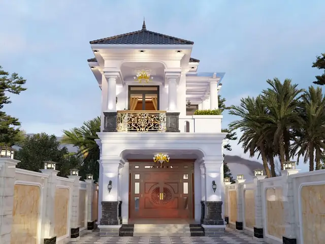 Phối Cảnh Mặt Tiền Nhà Phố 5m 2 Tầng Có Gara Phối Cảnh Mặt Tiền Nhà Phố 5m 2 Tầng Có Gara