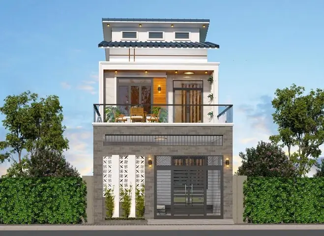 Phối Cảnh Mặt Tiền Nhà Phố 5m 2 Tầng Có Gara Phối Cảnh Mặt Tiền Nhà Phố 5m 2 Tầng Có Gara