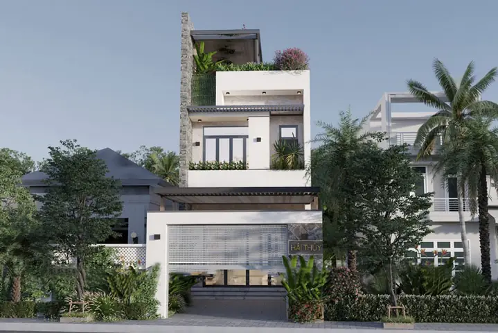 Phối Cảnh Mặt Tiền Nhà Phố 5m 2 Tầng 1 Tum Phối Cảnh Mặt Tiền Nhà Phố 5m 2 Tầng 1 Tum