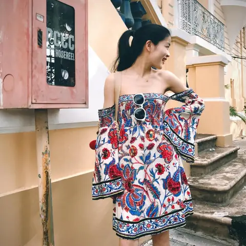 Váy Suông Trễ Vai Boho Chic Váy Suông Trễ Vai Boho Chic