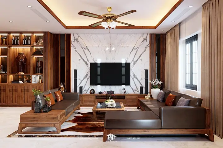 Phòng Khách Gỗ Hiện Đại