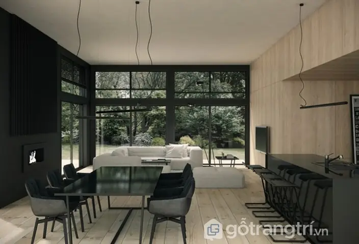 Lựa Chọn Rèm Cửa Và Các Phụ Kiện Trong Phòng Khách Kết Hợp Phòng Ăn