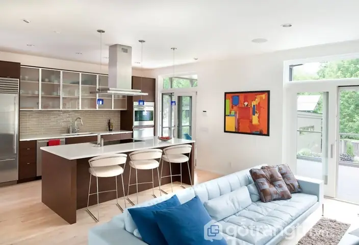 Lựa Chọn Rèm Cửa Và Các Phụ Kiện Trong Phòng Khách Kết Hợp Phòng Ăn